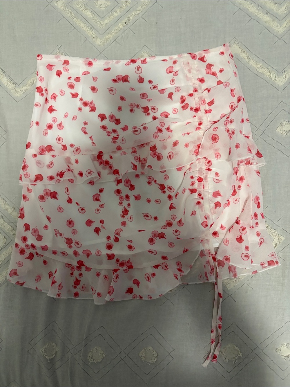 Princess Polly Pink Floral Ruffle Mini Skirt with Side Tie